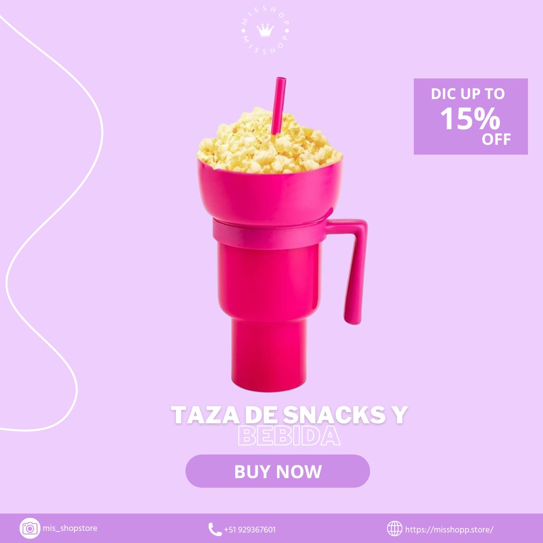 TAZA DE SNACK Y BEBIDA 2 EN 1